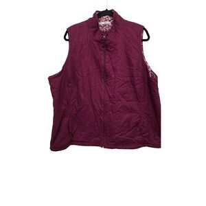 Lee Riders Women's Reversible Quilted & Sherpa Vest Burgundy/Mauve Size 2X